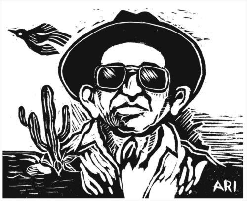 Retrato em estilo xilogravura de Patativa do Assaré